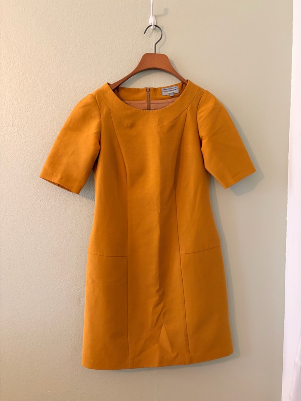 Veronika Maine Mustard Short-Sleeve Shift Dress